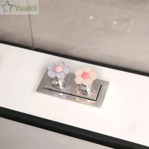 YUUKII 1 / 2 Nút xả bồn cầu, Nút bồn cầu Tiết kiệm nhân công Nắp bồn cầu nâng, Tay cầm ngăn kéo hình hoa Công tắc xả phòng tắm