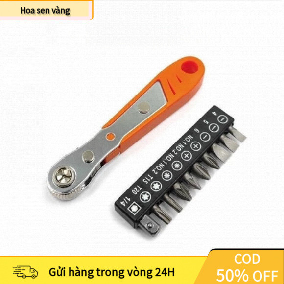 【24H】 Tua Vít Góc Phải Ratchet – Tay Cầm Ngắn, Đầu Từ, Dễ Dàng Tháo Lắp