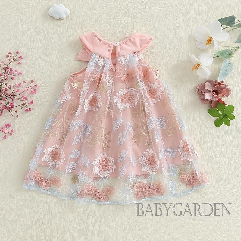 / / -Toddler Baby Girl Váy không tay mùa hè thêu hoa cổ tròn Váy chữ A