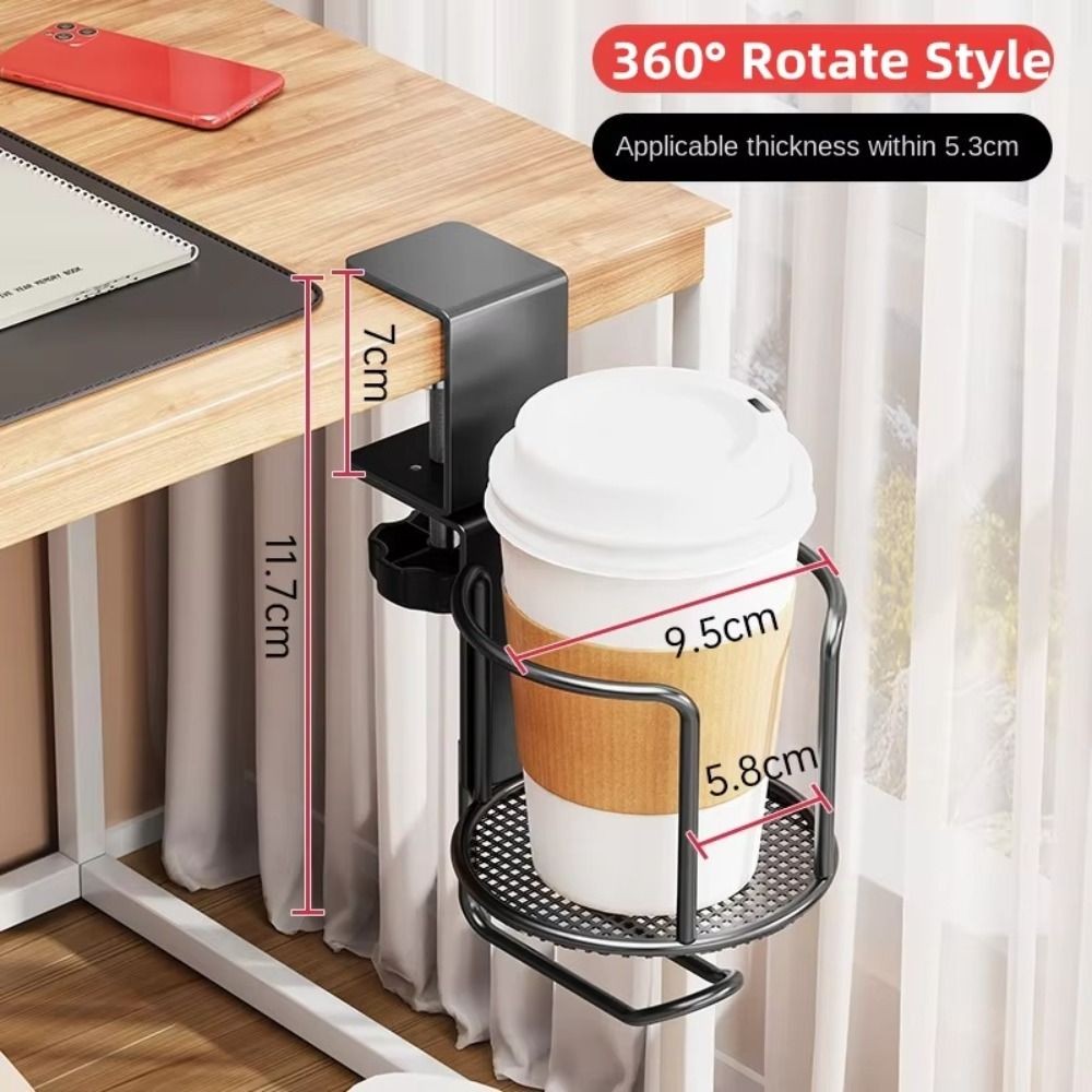 SNUGHOUSE Không có máy khoan để bàn, Giá đỡ cốc 2 trong 1 thiết kế chống rơi, Giá đỡ cốc 2 trong 1 đa chức năng gắn cạnh chống trượt nâng cấp Kẹp tay có thể điều chỉnh