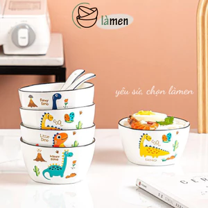 Bát Sứ Ăn Cơm,Bát Cơm, Bát Con Họa Tiết Khủng Long Dễ Thương BATSU002