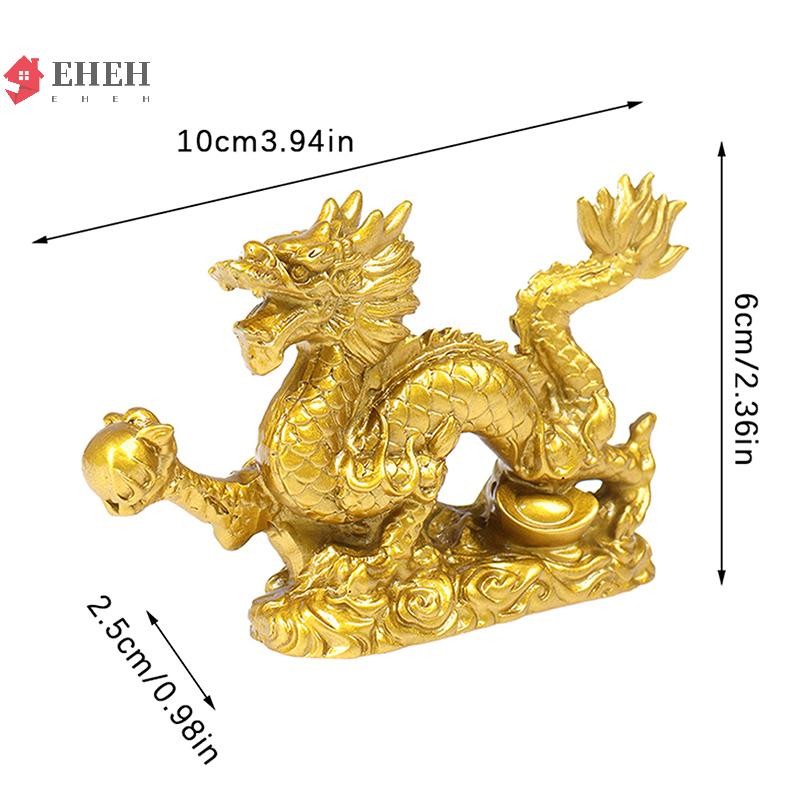 [EHEH] Tượng Rồng Vàng May Mắn Hai Cung Hoàng Đạo Trung Quốc Trang Trí Bàn Làm Việc vn