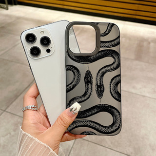 Cool Black Snake Premium Hợp thời trang Điện thoại di động Vỏ mềm chống mài mòn Thích hợp cho iPhone 15ProMax 14Pro 13ProMax XR Chống va đập 12ProMax 11Pro 16Pro 7Plus Chống sốc Chống vân tay Bảo vệ mờ