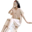 Cỗ đồ ngủ nữ mùa hè từ cotton lụa mỏng, thiết kế cổ chữ V nhỏ tươi mát, phong cách sang trọng có thể mặc bên ngoài