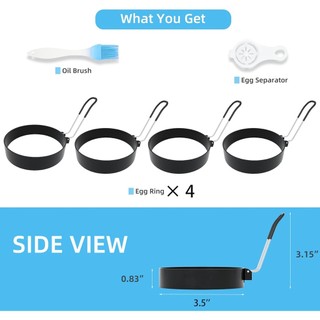 4 Nhẫn Trứng Inox Để Chiên Trứng Tròn Chống Dính Nhẫn Lưới Có Bàn Chải Dầu Bánh Sandwich Trứng Khuôn Nấu Ăn Phụ Kiện Máy Làm Ăn Sáng và Tách Trứng thép không gỉ silicon có thể gập lại