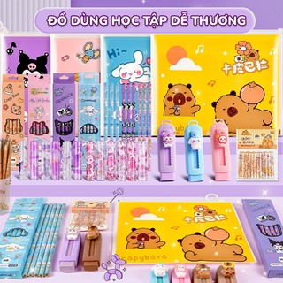 Combo Đồ Dùng Học Sinh Tiểu Học - Bút Chì Gỗ, Tẩy Chì Hình Thú Cute, Giúp Bé Hứng Thú Học Tập