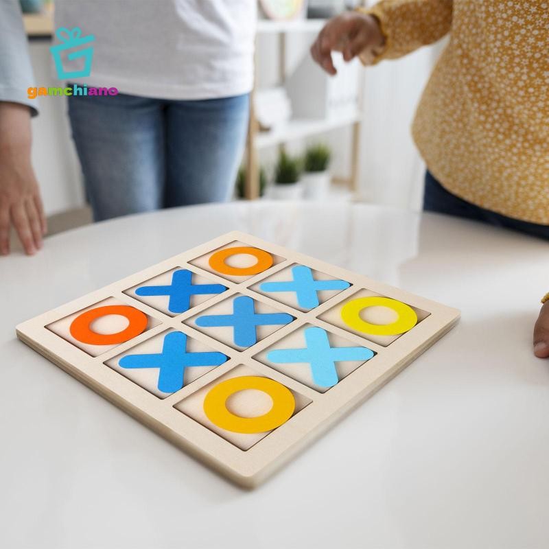 Gamchiano Tic TAC Toe Board Game Family Board Game Tabletop Blocks Noughts và Crosses cho