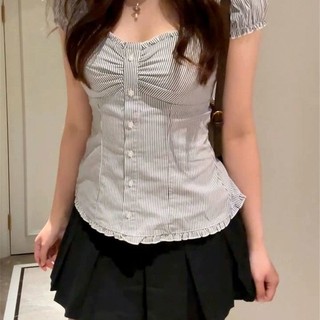 MUJIELLA Áo Baby Tee Cổ Trễ Ôm Body【Tôn Dáng】✓Vải Mềm Không Xù✓Đi Chơi/Party - Chất Hàn MUJI20250801