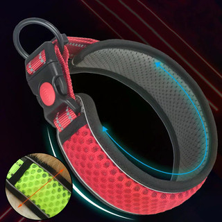 Vòng cổ chó phản quang thoáng khí bằng lưới tổ ong, Vòng cổ thú cưng có đệm mềm bằng Nylon có thể điều chỉnh an toàn ban đêm cho chó nhỏ vừa lớn