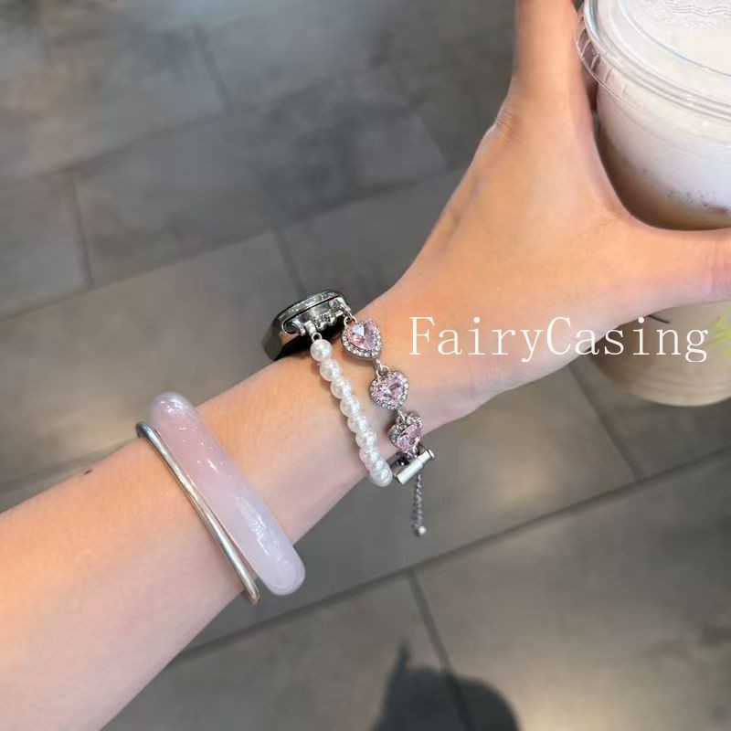Vòng tay ngọc trai hình trái tim đính kim cương cho Huawei Band 11 pro 10 9 8 Dây đeo cho Huawei Band Fit3 4 2 Phụ kiện có thể thay thế