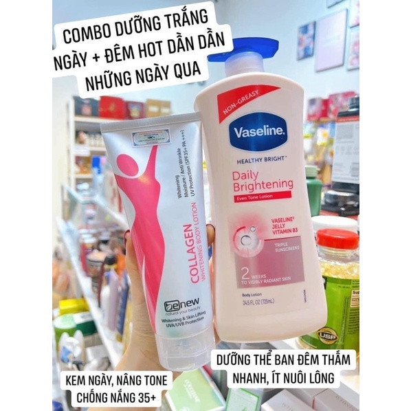 Sữa dưỡng thể Vaseline Healthy White UV Lightening Body Lotion 725ml nắp xanh mẫu mới