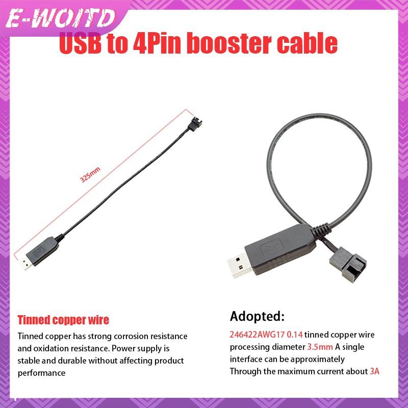 E-woitd USB Sang 4Pin PWM 5V Sang 12V Boost Line USB Tay Quạt PC Bộ Chuyển Đổi Nguồn Đầu Nối Cáp Chuyển Đổi Cho PC Quạt Làm Mát HNVN