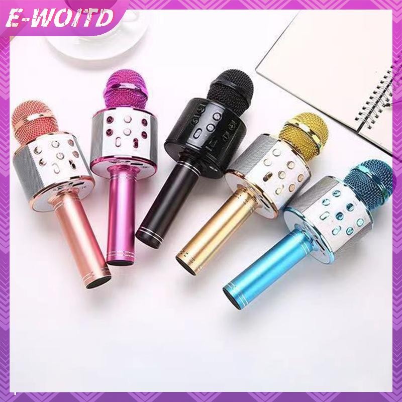 E-WOITD Karaoke Micro Không Dây Mic Cho Điện Thoại Di Động Làm Hát Condenser Mikrofon Blutooth Điện Thoại Thông Minh Micro DJ Âm Thanh HNVN