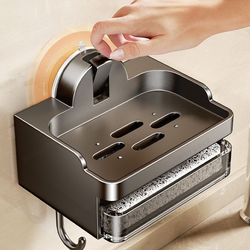 Đĩa xà phòng mới bằng nhựa, Cốc hút hấp phụ mạnh, Hộp đựng xà phòng không đục lỗ, Giá xả xà phòng chậu rửa