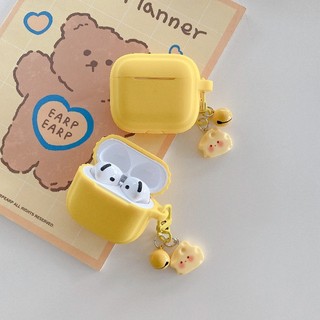 Mặt dây chuyền chuông phô mai màu vàng + cho AirPods 1 / 2 3 Pro Pro2 pro3 Airpods4 Vỏ bảo vệ tai nghe Bluetooth Vỏ bảo vệ tai nghe AirPods