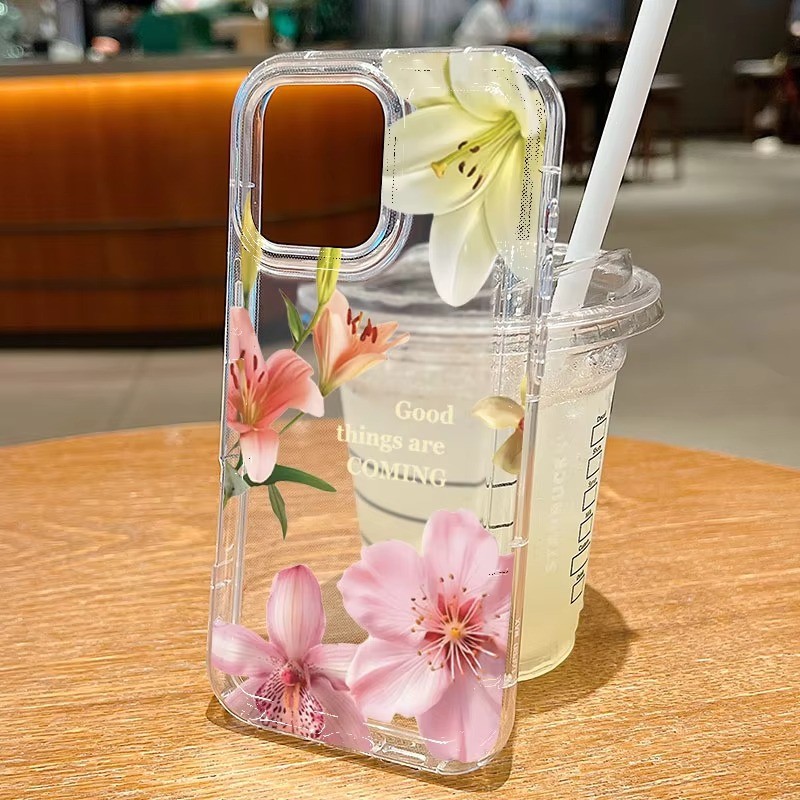 Dành Cho iPhone 16 15 17 Pro Max 11 13 14 12 Pro Cho iPhone 16e 7 8 Plus XS Max X XR SE2022 Hoa Lily In Trong Suốt Chống Sốc Mềm