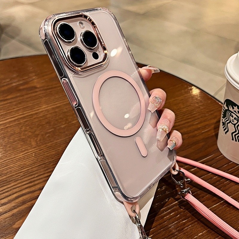 Ốp điện thoại đeo chéo từ tính chống rơi cho iPhone 16 11 12 13 14 15 pro max 15 16 plus Bảo vệ ống kính chống rơi Vỏ cứng bảo vệ điện thoại