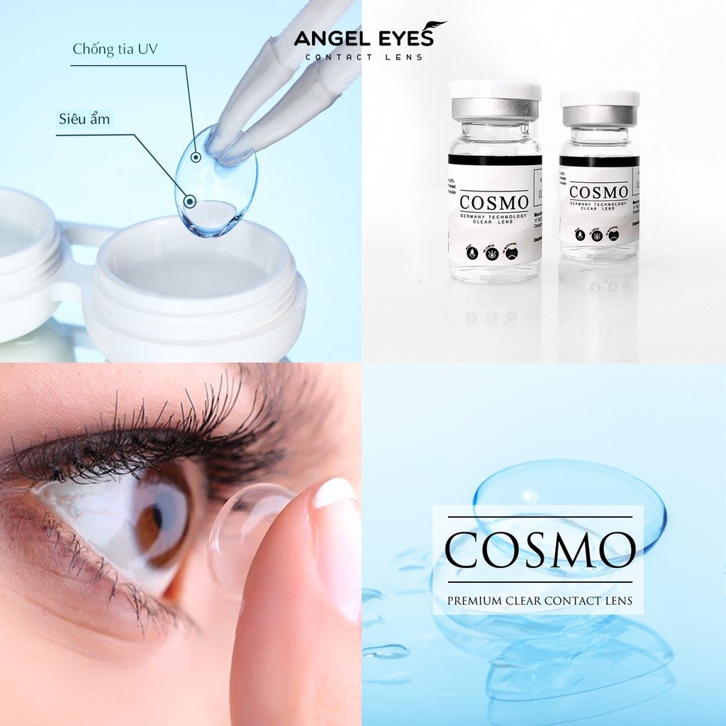 [HÀNG MỚI VỀ] Lens trong suốt cận Angel Eyes Cosmo có độ từ 0 đến 15 độ, dòng kính áp tròng cận trong suốt có độ