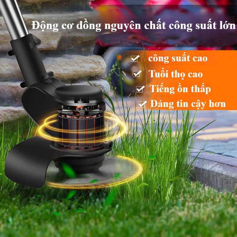 Máy cắt cỏ pin công nghiệp, máy cắt cỏ mini cầm tay 48/96V, Clõi đồng mạnh mẽ, Tiện dụng cho dọn cỏ vườn