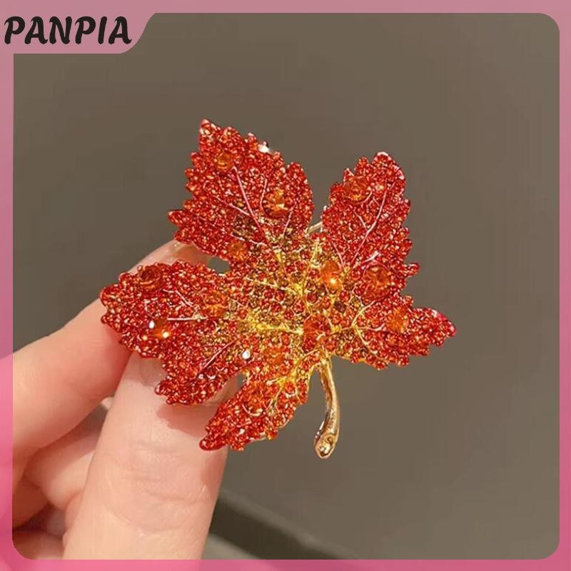 PNPIA-Rhinestone Lá Thổ Cẩm Dành Cho Nữ Thời Trang Thanh Lịch Xòe Lễ Hội Đảng Huy Hiệu Pin Quần Áo Phụ Kiện Trang Sức