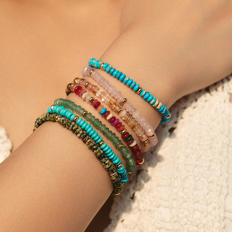 Vòng tay đính cườm nhiều màu cho nữ, dây mạ vàng có thể điều chỉnh, trang sức thủ công boho tối giản