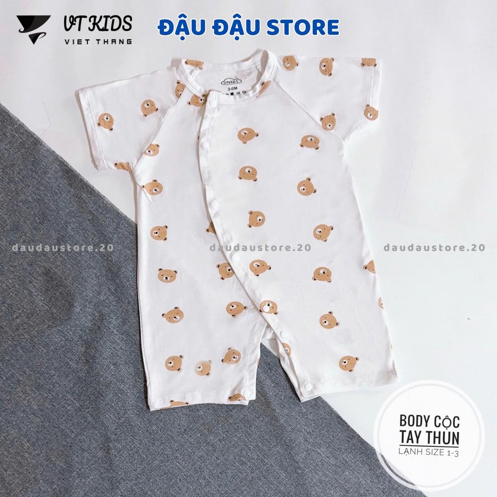 Set 2-3 Body Cộc Tay Trắng Thun Lạnh Cúc Bấm Vạt Chéo Sơ Sinh mềm mịn cho bé trai bé gái 3-9kg VT-BD02 Đậu Đậu Store