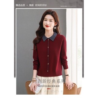 Áo Len Polo Dệt Kim Cho Nữ, Thu Đông Phong Cách Hàn Quốc