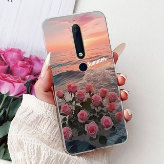 Dành Cho Nokia 6.1 / Nokia 6 2018 Ốp Lưng TA-1068 Ốp Lưng Hoa Đẹp Nơ Mềm Mại Trong Suốt Silicon Vỏ Điện Thoại Cho Nokia6 Ốp Lưng