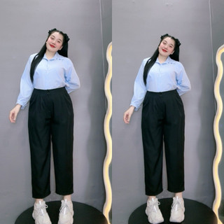 Quần Baggy Bigsize Nữ Quần Tây Đi Học Đi Làm Chất Cotton Lạnh Cho Chubby 55-95kg Q17