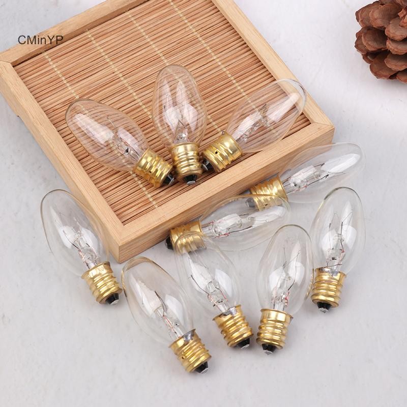 CMinYP 10 Cái E12 120V 7W Trong Suốt Màu Vàng Ấm Bóng Đèn Vonfram Bóng Đèn Trang Trí Muối Phạm Vi Đèn Tủ Lạnh Vinh Quang