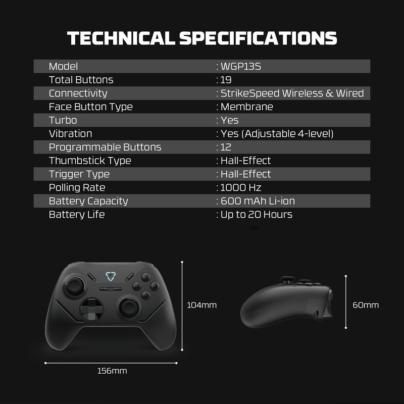 Tay Cầm Chơi Game ORIO Fantech Shooter III WGP13S – 19 Nút, Không Dây & Có Dây, Pin 600mAh, 1000Hz