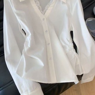 Áo sơ mi dài tay ren nữ phong cách Hàn Quốc