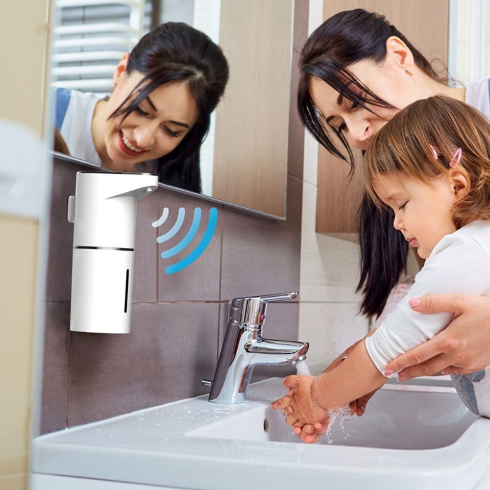 Cảm Biến Thông Minh Đa Tốc Độ Không Tiếp Xúc Treo Tường Dọc Nước Rửa Tay Bong Bóng Máy Sạc USB Xà Phòng