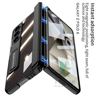 Ốp lưng trong suốt pha lê mạ điện cho Samsung Galaxy Z Fold 6 Z Fold 5 Z Fold 4 chân đế Vỏ phim cường lực phía trước
