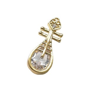 Mặt dây chuyền kẻ sọc zircon đồng mạ vàng thật, style phù thủy yêu tinh, thiết kế DIY handmade baroque