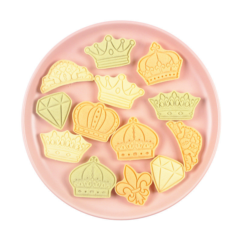8 Cái / bộ Vương Miện Hình Bánh Quy Khuôn Cắt Bánh Quy Kim Cương Vương Miện Bánh Dụng Cụ Làm Bánh Fondant Frosting 3D Cookie Seal Press Die Fruit Pastry Hấp Bánh Mì Cắt Khuôn Nướng Bánh DIY