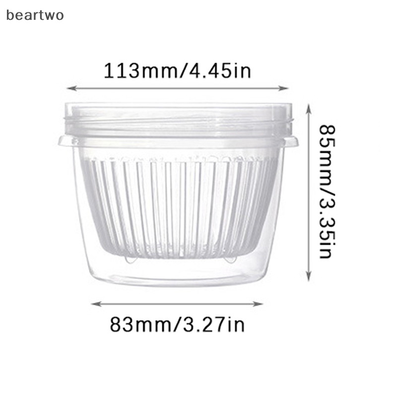 < Beartwo > Hộp Bảo Quản Tủ Lạnh Nhà Bếp Hộp Giữ Tươi Giỏ Đựng Thực Phẩm Rau Củ Xả Kín Sắc Nét Hai Lớp Tròn Đẹp