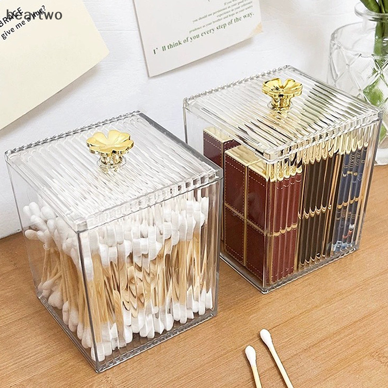 < Beartwo > Hộp đựng đồ trang điểm Acrylic Hộp đựng khăn bông trang sức mỹ phẩm Hộp đựng bông cho tổ chức phòng tắm Đẹp