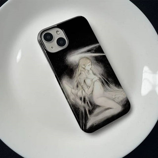 Ốp Điện Thoại Thích Hợp Cho iPhone Dark Retro Angel 13 / 14 / 15Pro Ốp Điện Thoại 11 Cạnh Thẳng xr 12 Vỏ Mềm Chống Sốc xs / xr / 78P Vỏ Bảo Vệ L1DW