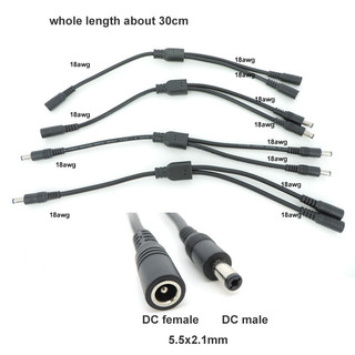 4 loại 18awg 2 chiều DC 5.5x2.1 nam nữ sang 2 nam nữ Bộ chia nguồn đầu nối bộ chuyển đổi Cáp cắm dây nối dài F @ V1N