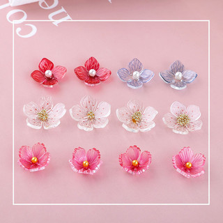 Phụ kiện trang sức thủ công DIY ngọc trai trong suốt năm cánh hoa anh đào hoa Acrylic hoa tai Phụ kiện đinh