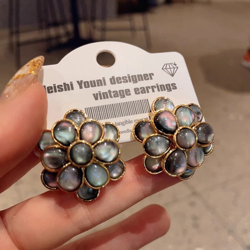Bạc 925 Kim Ánh Sáng Sang Trọng Tính Khí Bông Tai Hoa Phong Cách Mới Bông Tai Thời Trang
