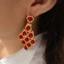 Bông tai dài màu đỏ sang trọng s925 Bạc Kim Tính khí Thời trang Bông tai phong cách mới