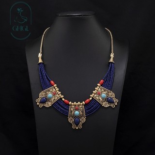 [Ghgl] Hàng có sẵn hs Phong cách Tây Tạng Retro Phong cách kỳ lạ Châu Âu Mỹ Bohemian Vòng cổ Nepal Phong cách dân tộc Xương đòn Dây chuyền Mặt dây chuyền Phụ kiện trán Nữ