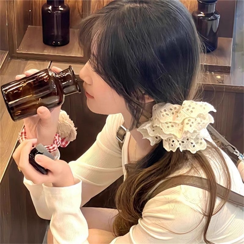[Yunyuan] Dây buộc tóc hai lớp ren rỗng Phụ kiện tóc phong cách Hàn Quốc Dây buộc tóc siêu cổ tích cho bé gái