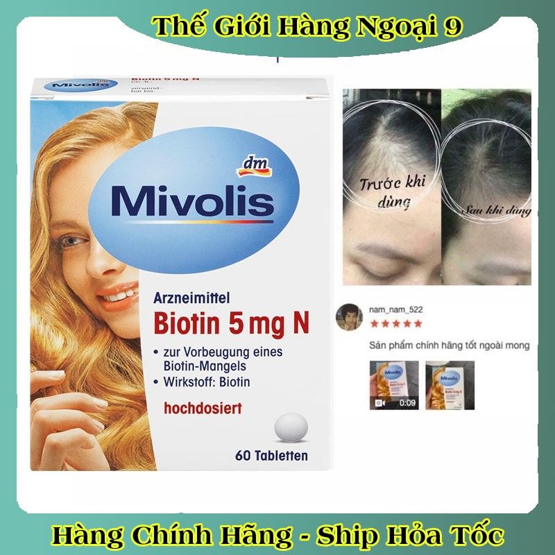 Viên mọc tóc Biotin Mivolis dưỡng tóc, giảm rụng, nội địa Đức 60v - Date mới đủ bill