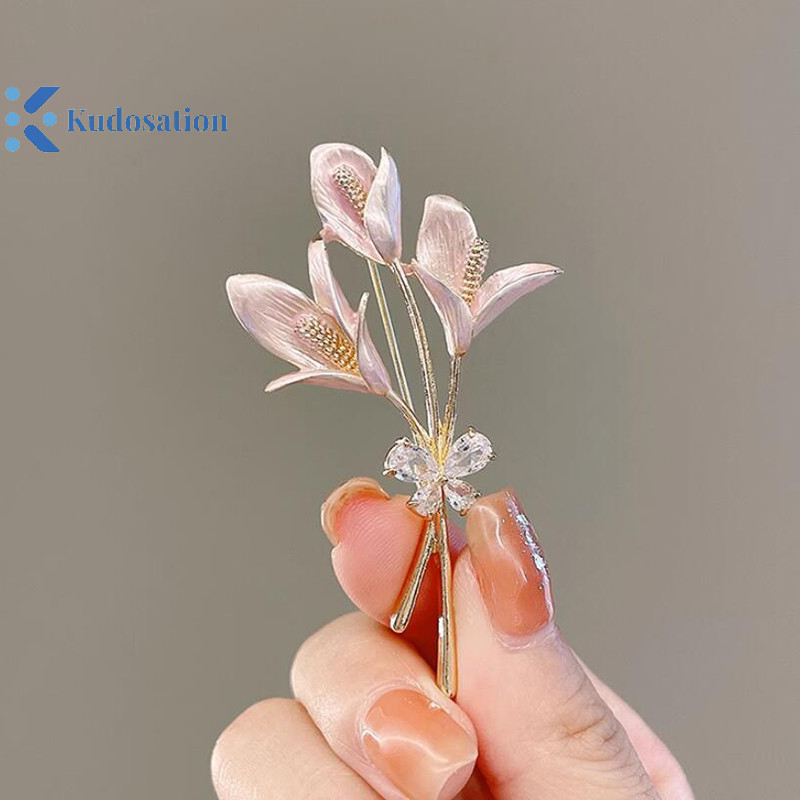 Kudosation Pha Lê Hoa Thổ Cẩm Ve Áo Pin Kim Cương Giả Trang Sức Nữ Cưới Chân Lớn Trâm Cài Cho Nữ Xòe Quần Áo Phụ Kiện