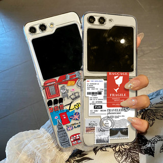 Retro Họa Tiết Nhãn Trong Suốt Vỏ Điện Thoại Cho Samsung Galaxy Z Flip 6 Flip 5 Flip 4 Flip 3 5G Cứng PC Gấp Dành Cho Samsung Z Flip6 Flip5 Flip4 Flip3