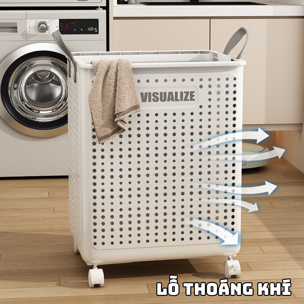 Giỏ Đựng Quần Áo REEHO -  Gấp Gọn Có Bánh Xe Di Chuyển Và Quai Xách ,Chất Liệu Nhựa ABS