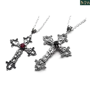 Miss * Vòng cổ mặt dây chuyền chéo cổ điển dành cho nữ Goth Phụ kiện Chuỗi dài Gothic